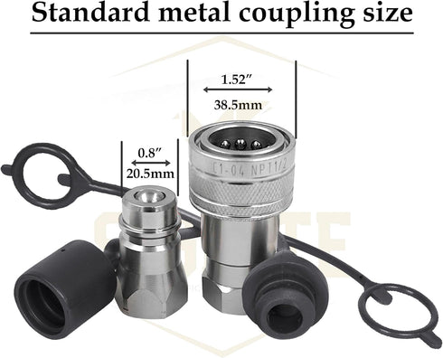2 Set,1/2 Tractor Hydraulic Coupler Male Dust Cap and Female Plug Cover,ISO A Hydraulic Quick Disconnects Port Plug Fittings By Signite (Black)...
