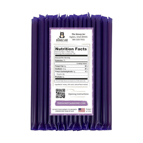 The Honey Jar Blackberry Flavored Honey Sticks - Pure Honey Straws For Tea, Coffee, or a Healthy Treat - One Teaspoon of Flavored Honey Per Stick ...