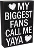 JennyGems Gift for Yaya - My Biggest Fans Call Me Yaya Wooden Sign - Rustic Wall and Shelf Decor, Greek Grandmother...