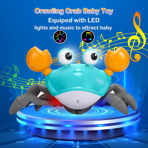 Crawling Crab Baby Toy Gifts Infant Tummy Time Toys Build in Rechargeable Battery,Baby Toys with Music and LED Light for 0-6 6-12 1-3 4+ Year Old ...