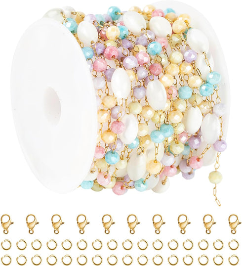 UMAOKANG 3 Meters Colorful Bead Chain for Jewelry Making Gold Plated Stainless Steel Jewelry Making Chain for Women Necklace Bracelet DIY...