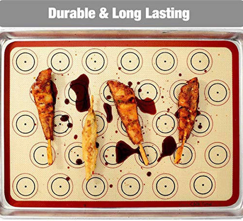 Macaron Silicone Baking Mat - Set of 2 Non Stick Silicon Macaroon Baking Sheet Cookie Liner(BPA Free/Reusable/Half Sheet),Perfect Cooking Kit for ...