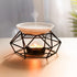 SXCHEN Essential Oil Burner for Scented Oil Tea Light Wax Melt Warmer Ceramic Tealight Wax Candle Burner Black Metal Aroma Diffuser-Set of 1...