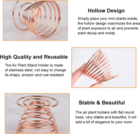6 PCS Geometric Air Plant Holder Airplants Rack Metal Plants Stand, Airplant Stand Container Tillandsia Stainless Steel Display Racks, Wire Metal ...