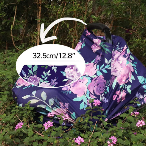 Carseat Cover Girls, Multiuse - Nursing Breastfeeding Covers, Purple Flower Theme, Car seat Canopy, Stretchy Soft Breathable...