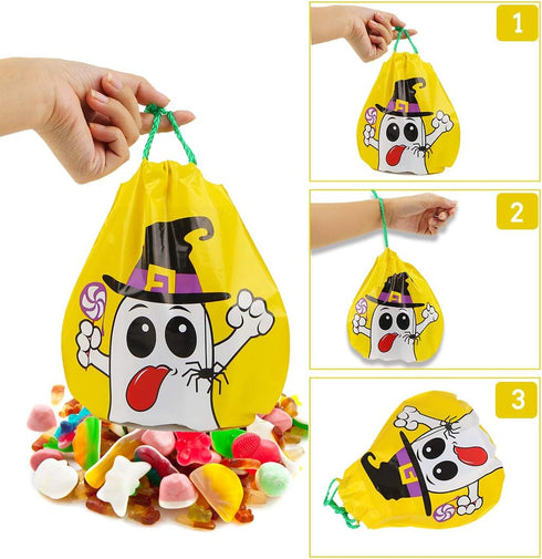 CCINEE 24pcs Drawstring Goody Bags - 12 Styles Halloween Treats Bags for Kids' Trick or Treat Party Favor Supplies...