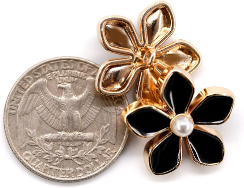 20 pcs Black Enamel Plumeria Metal Sewing Shank Buttons for Coats -23mm -7/8"...