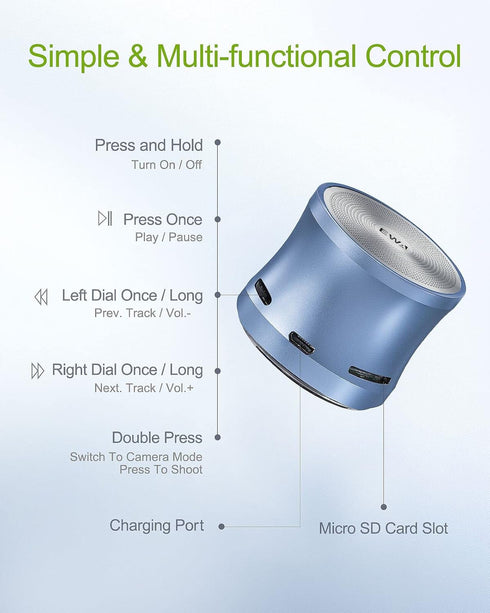 EWA A109mini Bluetooth Speaker with bass Radiator, Enhanced Impactive Bass, Portable Loud Speake, Perfect Travel Wireless Speaker for Home, Hiking...