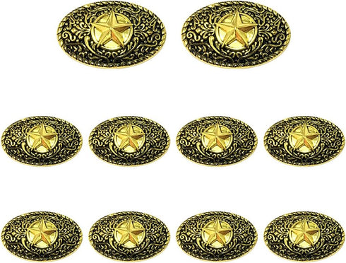 Duolai 10pcs Retro Gold Star Carving Buttons Craft Purses Leather Decorative Accessories Conchos Snaps Metal Stud Screw Back Rivet DIY Shoes Bag B...