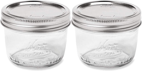 Kerr Wide Mouth Half-Pint Glass Mason Jars 8-Ounces with Lids and Bands (2 Jar-Pack)...