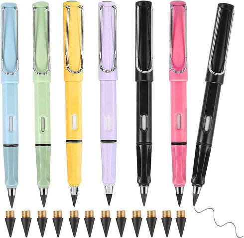 6pcs Infinity Eternal Pencils Forever Inkless Pen Everlasting Pencil With 12PCS Replaceable Nibs Technology Magic Writing Pencil For School Office...