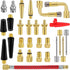 28pcs Bicycle Valve Adapter Set, Brass Bike Tire Valve Stem Adapter Inflation Kit Accessories for Standard Pump or Air Inflatable Attachment Compr...