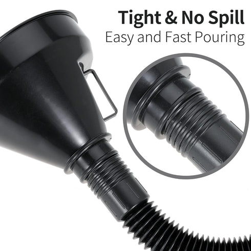 Wide Mouth Oil Funnel with Flexible Extension Nozzle Hose with Handle Mesh Screen Filter for Cars Motorcycles Engine Oil Kerosene Gasoline Gas Fue...