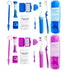 Portable Orthodontic Oral Care Kit - 2Pack - Travel Kit for Patients, Interdental Brushing Wax Floss Toothbrush Cleaning(Purple & Blue)...