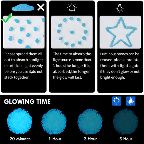 300pc Glow in The Dark Stones Glow in Dark Rocks Outdoor Luminous Pebbles Glow in The Dark Pebbles for Garden Luminous Glow Stones for Outdoor Dec...