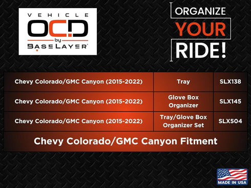 Vehicle OCD - Center Console Organizer Tray for Chevy Colorado/GMC Canyon (2015-2022) - Made in USA - SLX138...