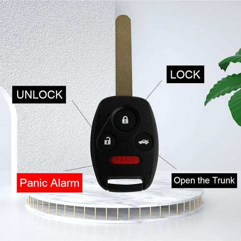 Keyless Entry Remote Control Uncut Car Ignition Key Fob Replacement for 2003 2004 2005 2006 2007 Honda Accord OUCG8D-380H-A 313.8 Mhz ID46 Chip (P...