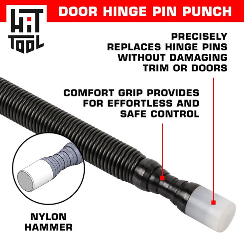 Door Hinge Pin Removal Tool - Spring Driven Door Hinge Pin Remover Punch and Nylon Faced Hammer...