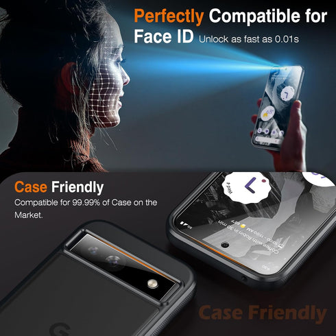 LK 2 Pack for Google Pixel 8a Screen Protector with 2 Pack Camera Lens Protector, Military Grade Shatterproof, HD Ultra-thin, 9H Hardness Tempered...
