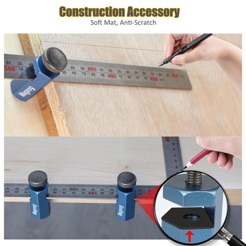 Magoog Tall Stair Gauges, Magoog Framing Square Stops with Holder and Rafter, Anti-Lost Non-Slip Framing Square Stops, Stair Gauge Knobs for Circu...