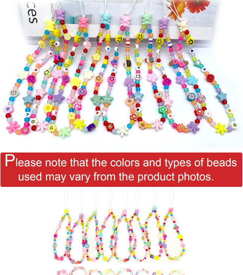 Colourful Phone Accessories Charm String Beads Lanyard iPhone Wrist Strap Anti-Lost Phone Chain Smiley Face Evil Eye Flower Fruit Star Beaded Mobi...