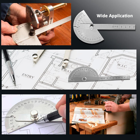Angle Protractor 0-180 Degrees, Stainless Steel Angle Finder, Double Arms Protractor Ruler Woodworking Degree Protractor Craftsman Measuring Tools...