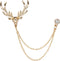 Knighthood Golden Crystal Detailing Reindeer Head With Hanging Chain Metal Lapel Pin Brooch for Men Jewelry Christmas Winter Party Unisex Gifts Co...