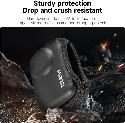 TELESIN Mini Carry Case Lens Protector for DJI Action 4 Action 3 Insta 360 Ace Insta360 Ace Pro Accessories, Mini Protective Carrying Bag Half Zip...