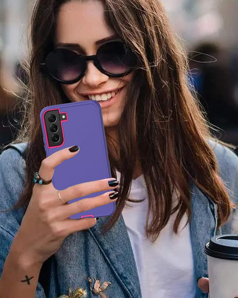 for Samsung Galaxy S21 Plus 5G Phone Case, with Screen Protector, Dust-Proof Port Cover, Full-Body Non-Slip Silicone Rubber Covered, Military Grad...