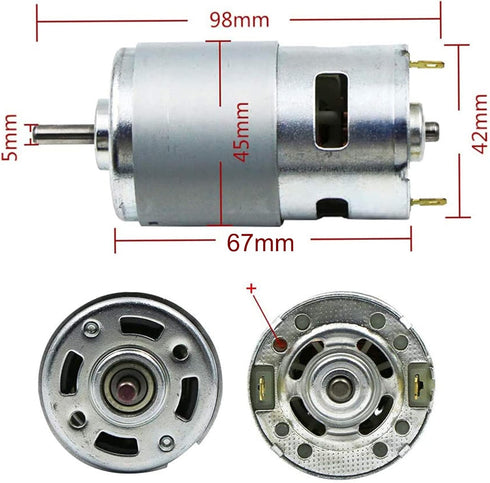 Micro DC 12V-24V 10000RPM 775 Motor Ball Bearing Large Torque High Power Low Noise Brushed DC Motor Driver for Electrical Tools DIY...