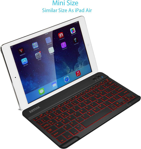 Arteck Universal Backlit 7-Colors Ultra Light Slim Portable Wireless Bluetooth 3.0 Keyboard for iOS iPad Pro, Air, Mini, Android, Windows Tablets ...