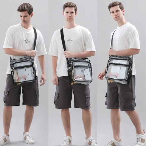 Clear Bag Stadium Approved, Clear Crossbody Messenger Shoulder Bag with Adjustable Strap for Concerts, Sports Events...