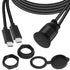 QIANRENON 2 USB C Threaded Flush Mount Waterproof Cable Dual USB C 2.0 Male to Female Car Dash Mount Extension Cable for Car Boat Truck Yacht Moto...
