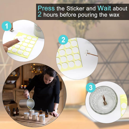 Aubeco 240PCS Candle Making Kit, Candle Wick Stickers, Candle Making Supplies, Double-Sided Stickers with The Little ‘‘Tail’’, Hot Wax Stickers fo...