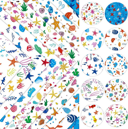 | 10 Pieces Clear PVC Vinyl Sheets, A4 Size See Through Waterproof Vinyl Fabric for Bows Earrings Making-Ocean Starfish...