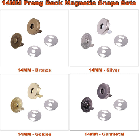 Tanstic 60 Sets 14mm 4 Color Magnetic Button Clasps Snaps Fastener Clasps Button Knitting Buttons Sets for Sewing, Craft, Purses, Bags, Clothes, L...