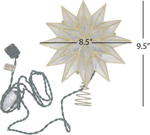 Kurt S. Adler 9.06-Inch UL 10-Light 12-Point Gold Capiz Star Treetop Tree Topper...
