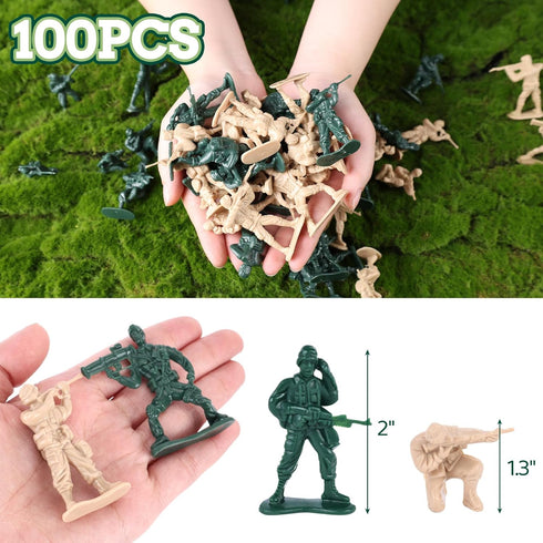 Shindel 100PCS Army Men Toy Soldiers, Plastic Army Men Playset Green Yellow Soldier Figures 10 Poses for Boys Birthday Gift...
