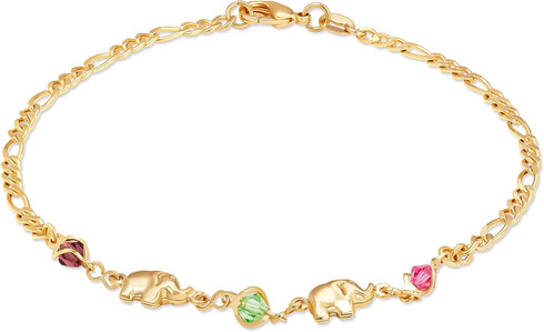 Barzel 18K Gold Plated Elephant Anklet For Women - Made In Brazil...