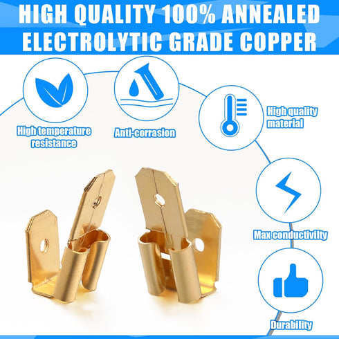 25 Pcs Piggyback Spade Connectors, 3 Way Adapter Dual Male to Single Female Brass Quick Disconnect Connectors Piggyback Terminals Crimp Terminals ...