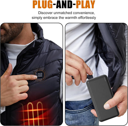 20000mah 5V/2A Heated Electric Vest Jacket Battery Pack Power Bank for Heating Vests Jackets Hoodies Coats Pants for Men for Women with Dual USB O...