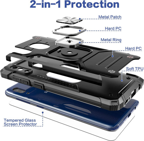 for Galaxy A20 Case with Screen Protector,for Galaxy A30 Case,Shockproof Drop Test Cover with Car Mount Kickstand Lightweight Protective Cover for...