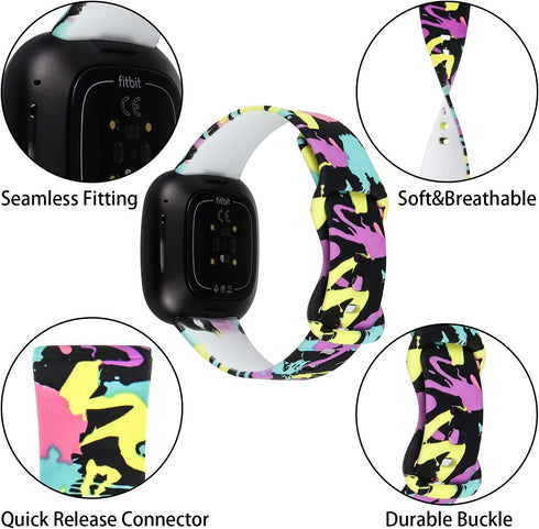 honecumi Compatible with Fitbit Versa 4 Watch Bands for Women Silicone, Bands for Fitbit Versa 3/ Fitbit Sense/Fitbit Sense 2 Smart Watch Replacem...