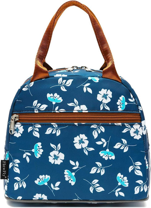 FlowFly Insulated Lunch Cooler Bag - Tote Bag Organizer for Women/Men, Floral#White...