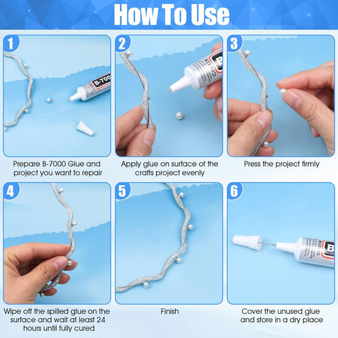 B-7000 Glue Clear for Rhinestone Crafts, Jewelry and Bead Adhesive B7000 Semi Fluid High Viscosity Glues for Clothes Shoes Fabric Cell Phones Scre...