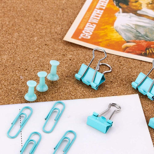 Paper Clips and Binder Clips Set, 3 Pack, 216 pcs, Metal Assorted Sized Binders with Push Pins, Cute Office Supplies for Desk, Desk Accessories, G...