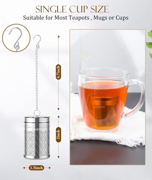 Tea Infusers for Loose Tea, 18/8 Stainless Steel Tea Strainer Set, Extra Fine Mesh Tea Steeper for Brew Tea, Spices & Seasoning...