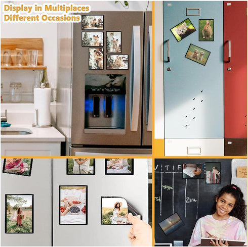 Mingting 10pcs 5x7 Magnetic Picture Frames for Refrigerator Reusable Magnets Fridge Photo Sleeves for Refrigerator Locker Office Cabinet,Black...