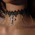 Crucifixion Necklace for Women Cross Pendant Gothic Lace Choker...