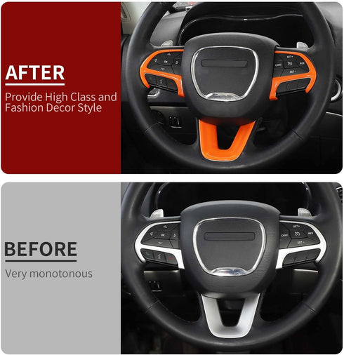 Linskip Steering Wheel Trim Compatible with 2015-2023 Dodge Charger/Challenger & 2014-2024 Durango & 2014-2020 Jeep Grand Cherokee, Steering Wheel...